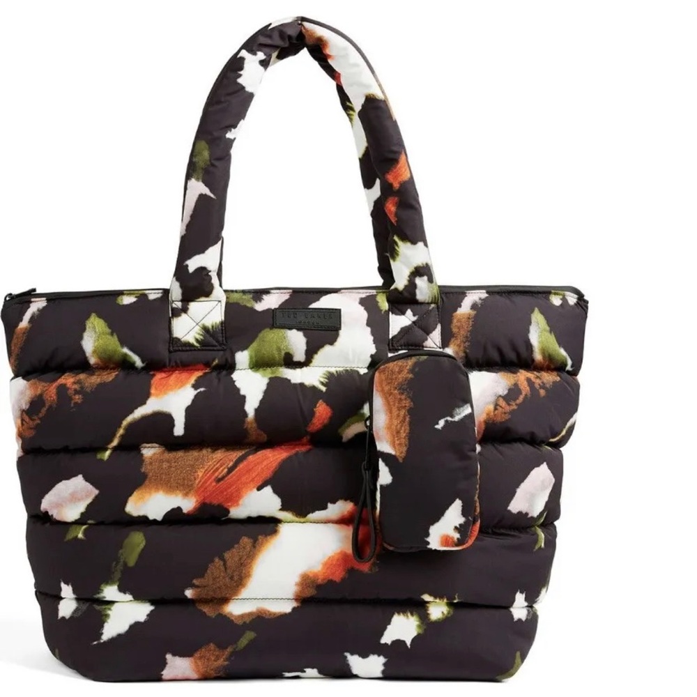 TED BAKER LONDON - Giana Forager Watercolour Nylon Puffer Tote Bag Black